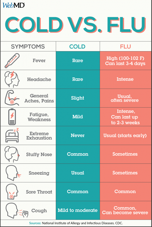 Flu Cold Difference Chart